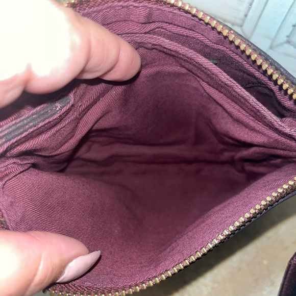 Anthropologie Women’s Leather Jackson Metallic Leather Wristlet, Maroon - Picture 10 of 15